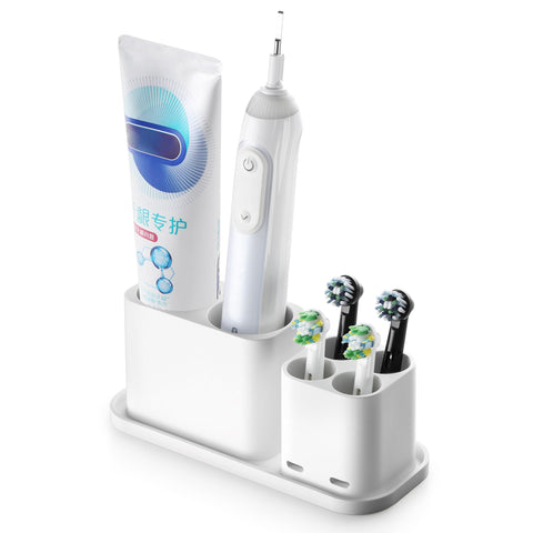 ALOCEO Electric Toothbrush Holder, Bathroom Toothbrush Holder 6 Compartments Multifunctional Toothpaste Caddy Toothbrush Organizer for Electric