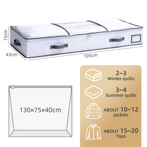 TAILI Vacuum Storage Bag with Box,105x43x15cm 2 in 1 Space Saver,Gray+White