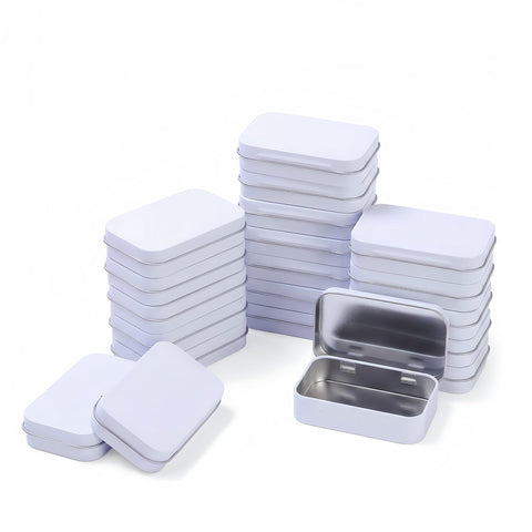 LJY White Hinged Metal Tins, 20 Pack, 3.7 x 2.4 x 0.9 in