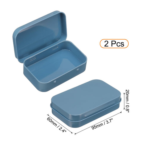 sourcing map 2pcs Metal Tin Box, 3.7x2.4x0.8 Mini Portable Rectangular Empty Tinplate Small Storage Container Airtight Tins with Lids for Candy