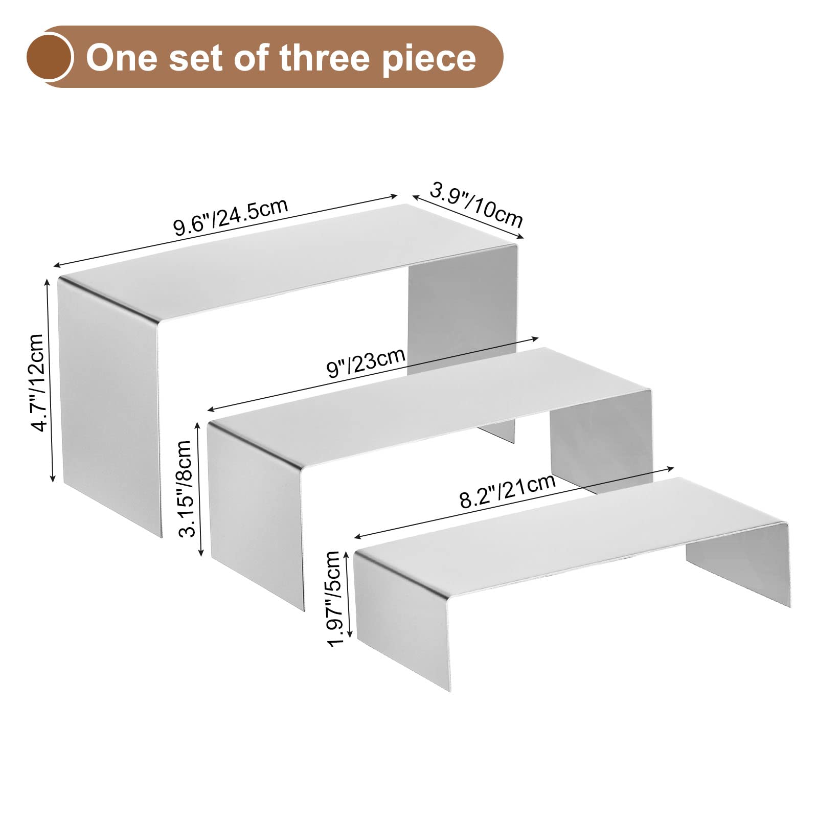sourcing map Purse Display Stand 3 Pack Jewelry Display Riser Metal Shoe Rack for Home Boutique Store - Silver