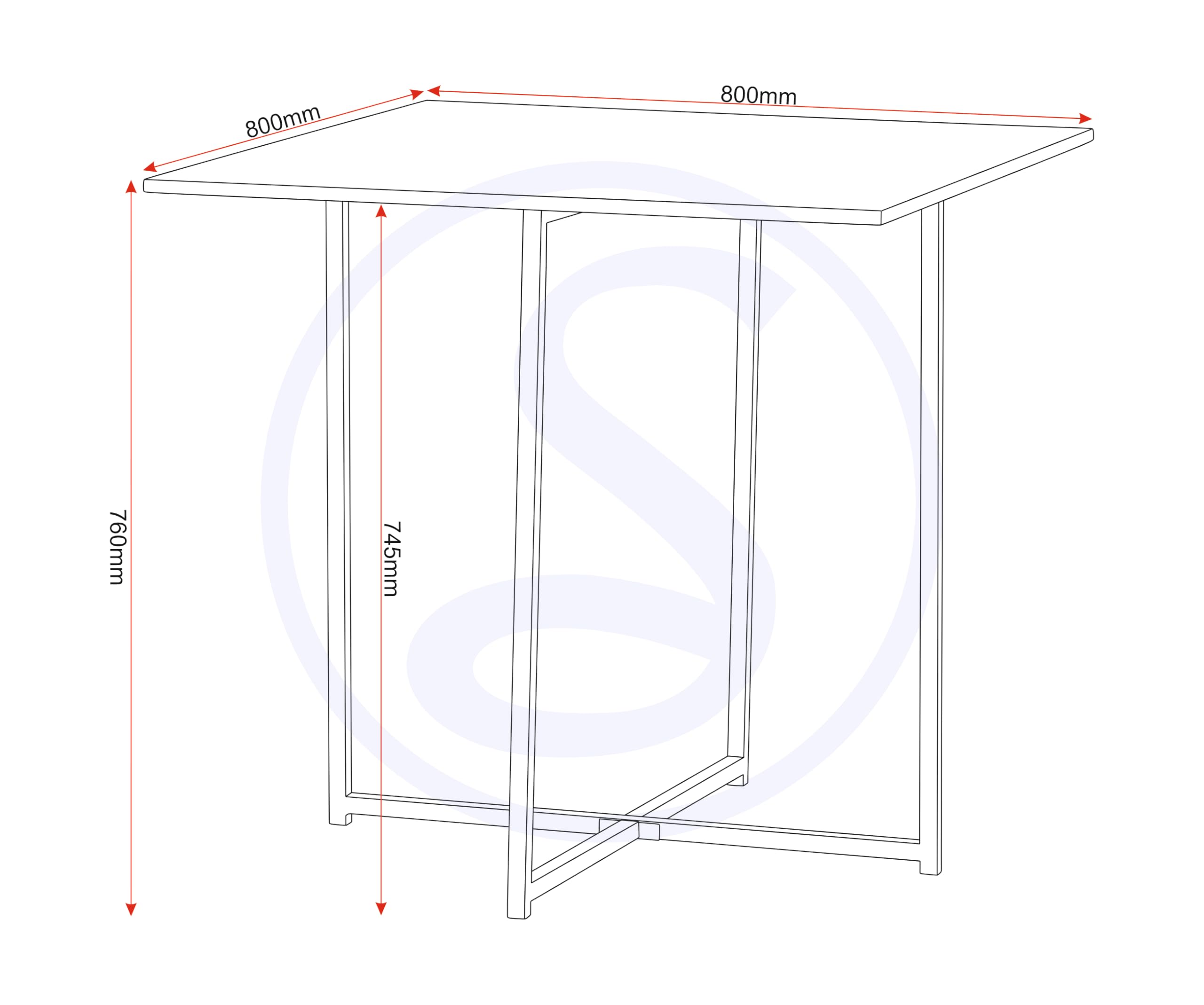 Seconique Stowaway Dining Set, Engineered Wood, Sonoma Oak Effect/Black, W 800mm x D 800mm x H 760mm