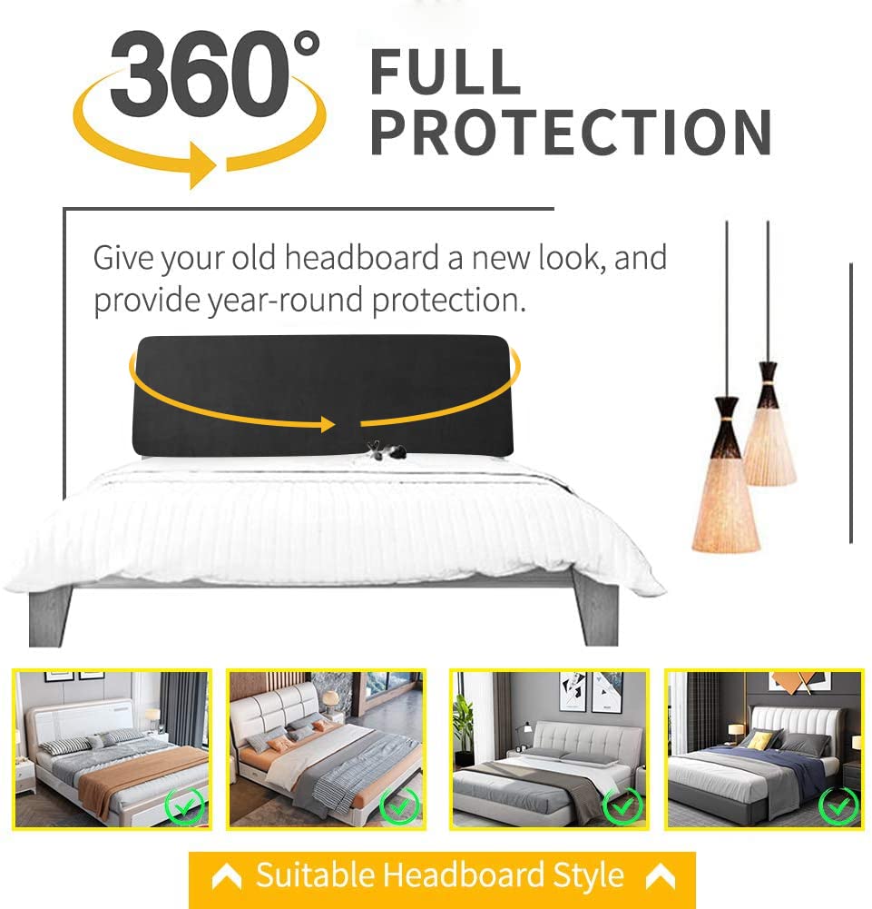 DUJUIKE Headboard Slipcover for Queen Bed, Stretch Bed Headboard Cover, Dustproof Protector Cover for Linen Tufted Upholstered