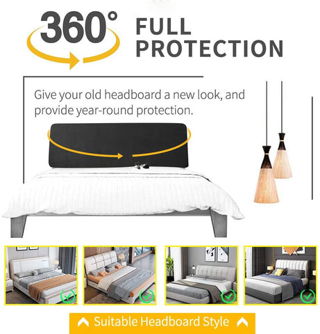 DUJUIKE Headboard Slipcover for Queen Bed, Stretch Bed Headboard Cover, Dustproof Protector Cover for Linen Tufted Upholstered