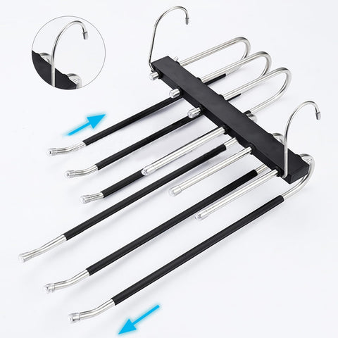 2 Pack Space Saving Trouser Hangers, 5-in-1 Non-Slip Multi Trouser Hanger, Coat Hangers for Wardrobe
