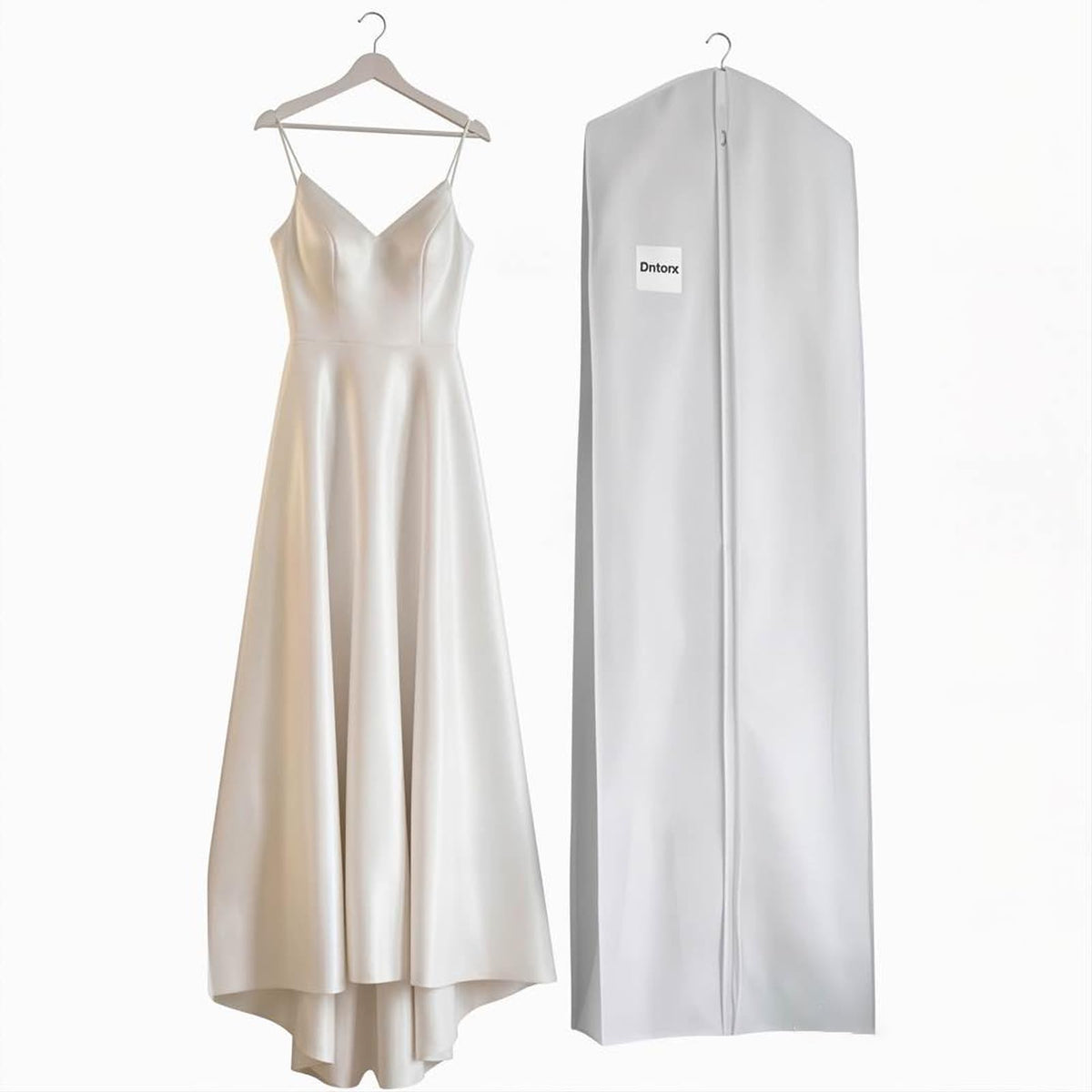 Dntorx Wedding Dress Bag 72In, Dress Bag Cover Long with 10In Gusset White
