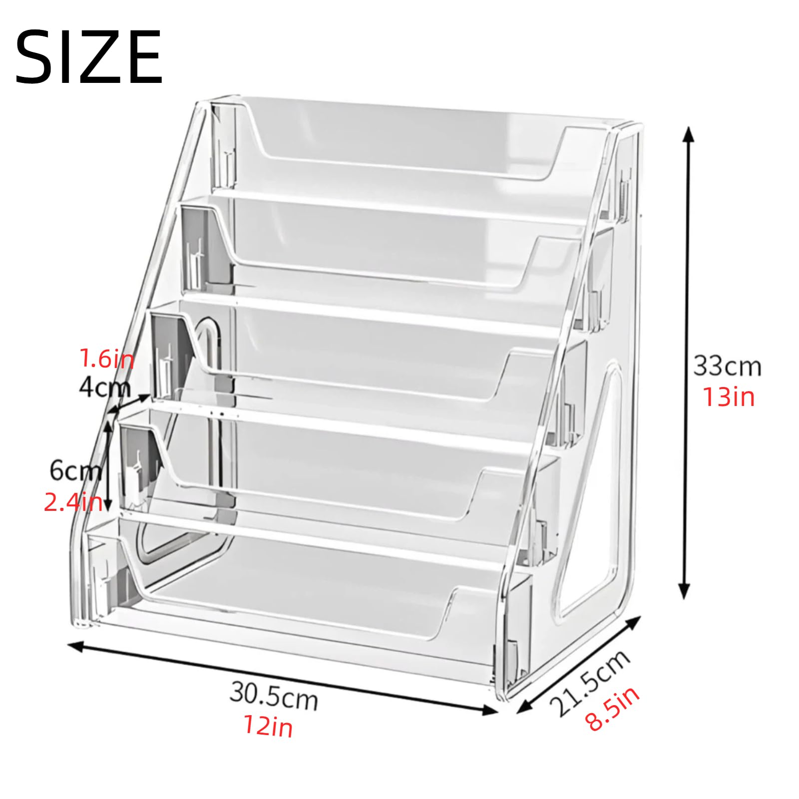 BSLVV 5 Tier Acrylic Display Stand for Trading Cards and Collectibles Clear Vertical Holder with Easy Assembly Perfect for Graded Slabs Postcards