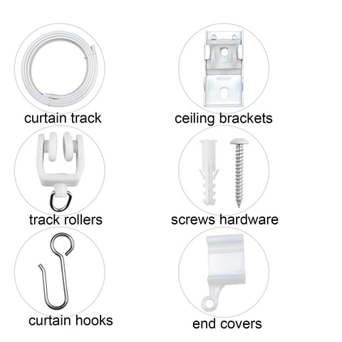 Ceiling Curtain Track Accessories Flexible Bendable Curtain Track Rollers Plastic Drapery Rail Sliding Glider for Windows Shower Curtain Tracks