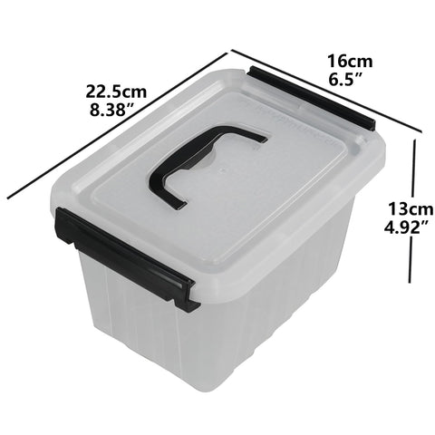 Lesbin 3 L Clear Plastic Storage Box with Lids, 6-Pack Small Latching Box with Handle