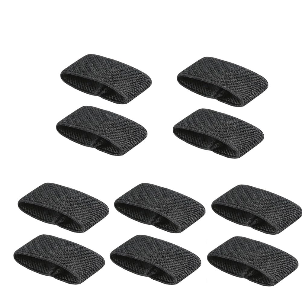 GYWHOOFT 10-Piece Elastic Belt Holders, Black, Canvas, 2 cm x 3.8 cm, Modern Style, Unisex Adults