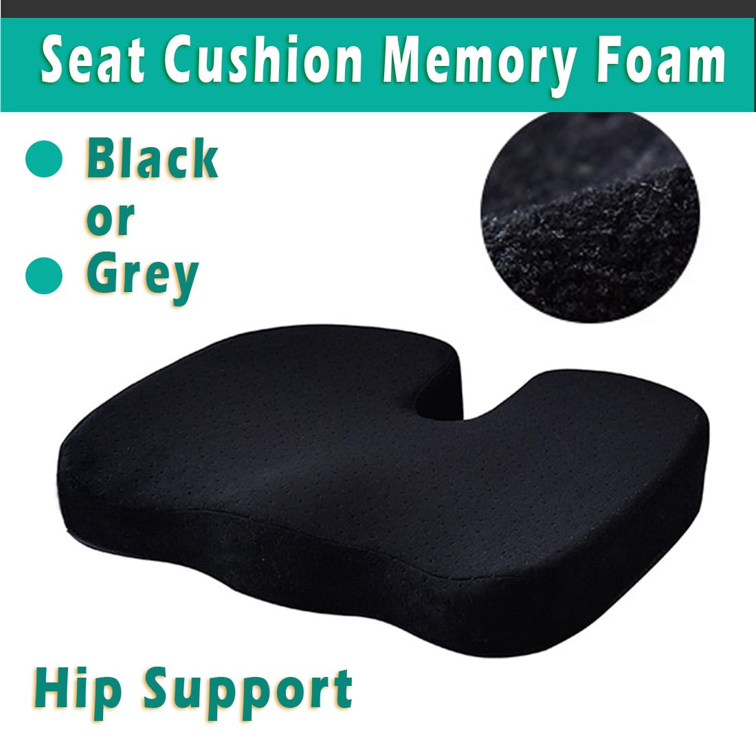 Seat Cushion, Hip Support, Heat Sensitive & Durable Memory Foam Sitting zipper Desk Chair Cushion for Office