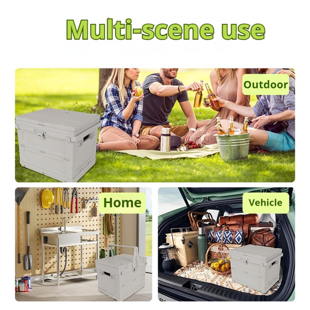 beolur 2-in-1 Foldable Storage Box & Table – Collapsible Organizer with Pull-Out Tabletop, Space-Saving for Car Boot, Campervan, RV & Home, ABS+PP