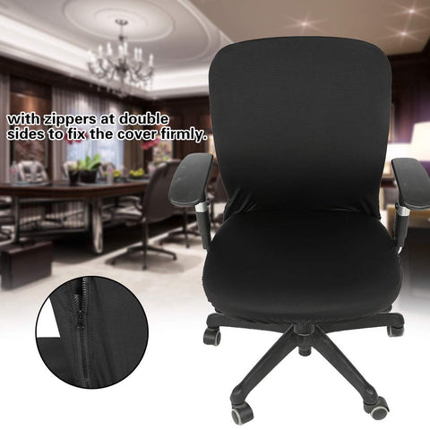 Akozon Office Chair Cover, Elastic Stretchable Fabric Chair Seat Cover Protector, Washable Slipcovers for Office Computer Chairs (Black)