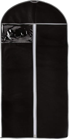 AKORD Breathable 47" Garment Bag for Suits, Dresses & Coats, Long Clothes Cover with Zip & Clear Window, Non-Woven Dust Cover, Foldable Storage Bag