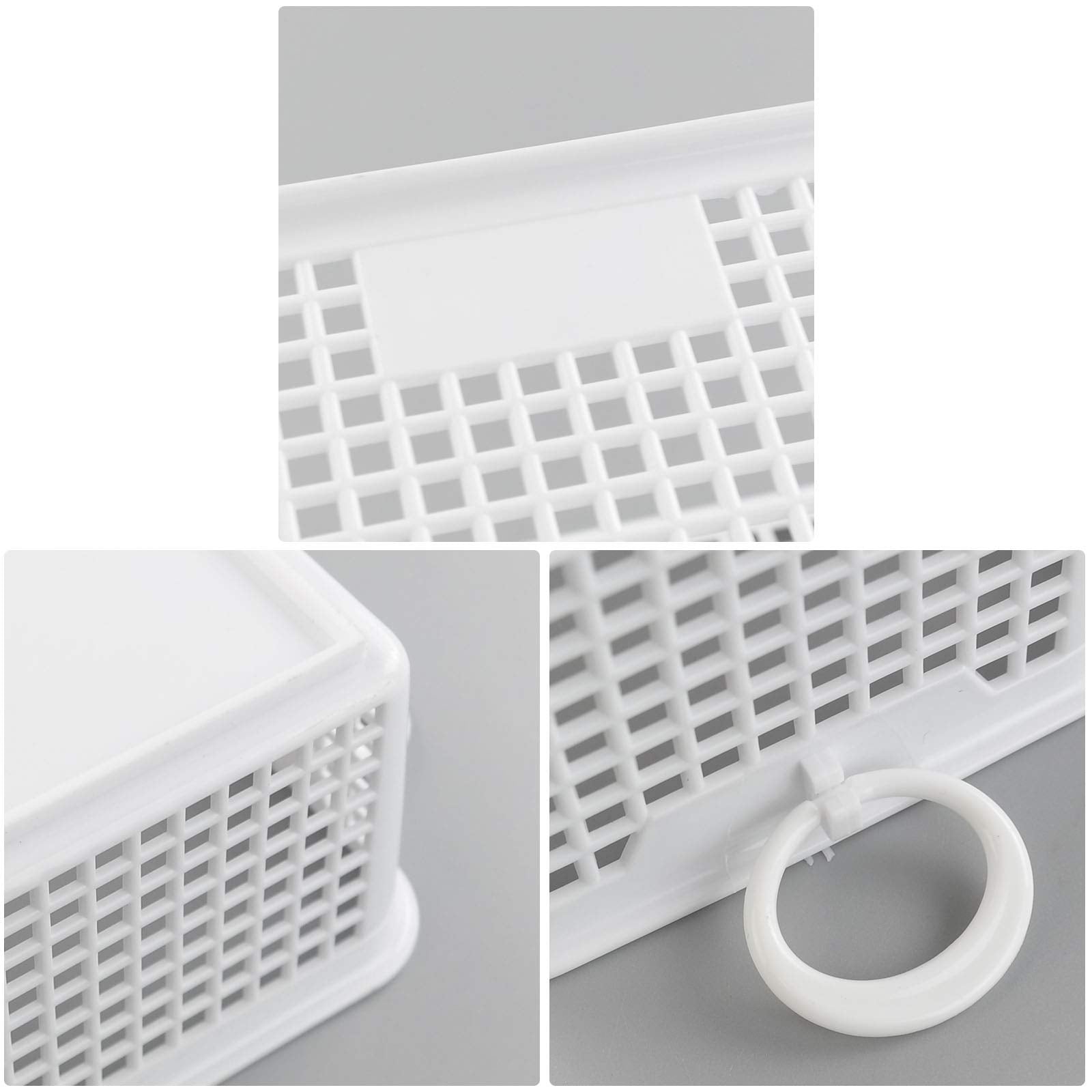 Cadineer 6 Packs Mini Storage Basket with Handles, Plastic Home Baskets, White, F