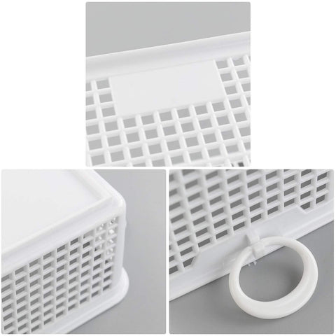 Cadineer 6 Packs Mini Storage Basket with Handles, Plastic Home Baskets, White, F