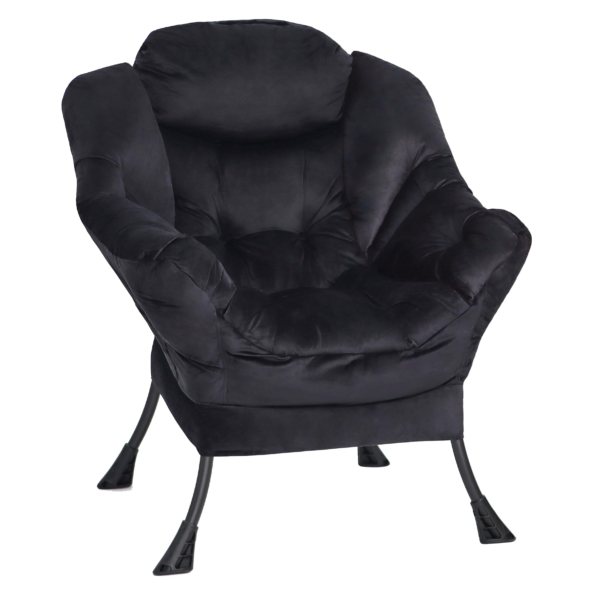 Mordchil EU Comfy Chair for Adults,Armchair Chair for Living Room,Velvet Reading Chairs for Bedroom, Accent Chairs with Steel Frame,Black