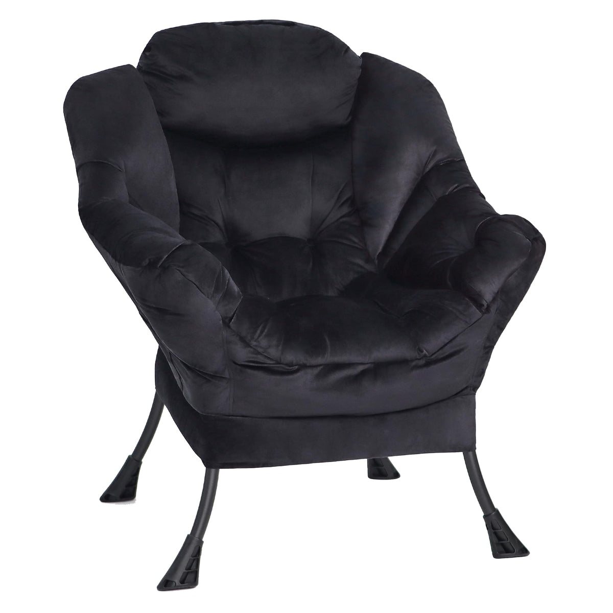 Mordchil EU Comfy Chair for Adults,Armchair Chair for Living Room,Velvet Reading Chairs for Bedroom, Accent Chairs with Steel Frame,Black
