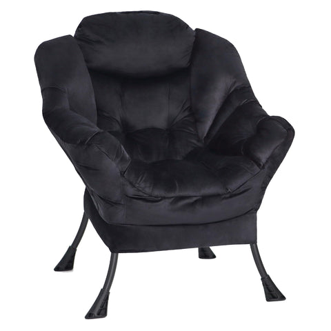 Mordchil EU Comfy Chair for Adults,Armchair Chair for Living Room,Velvet Reading Chairs for Bedroom, Accent Chairs with Steel Frame,Black