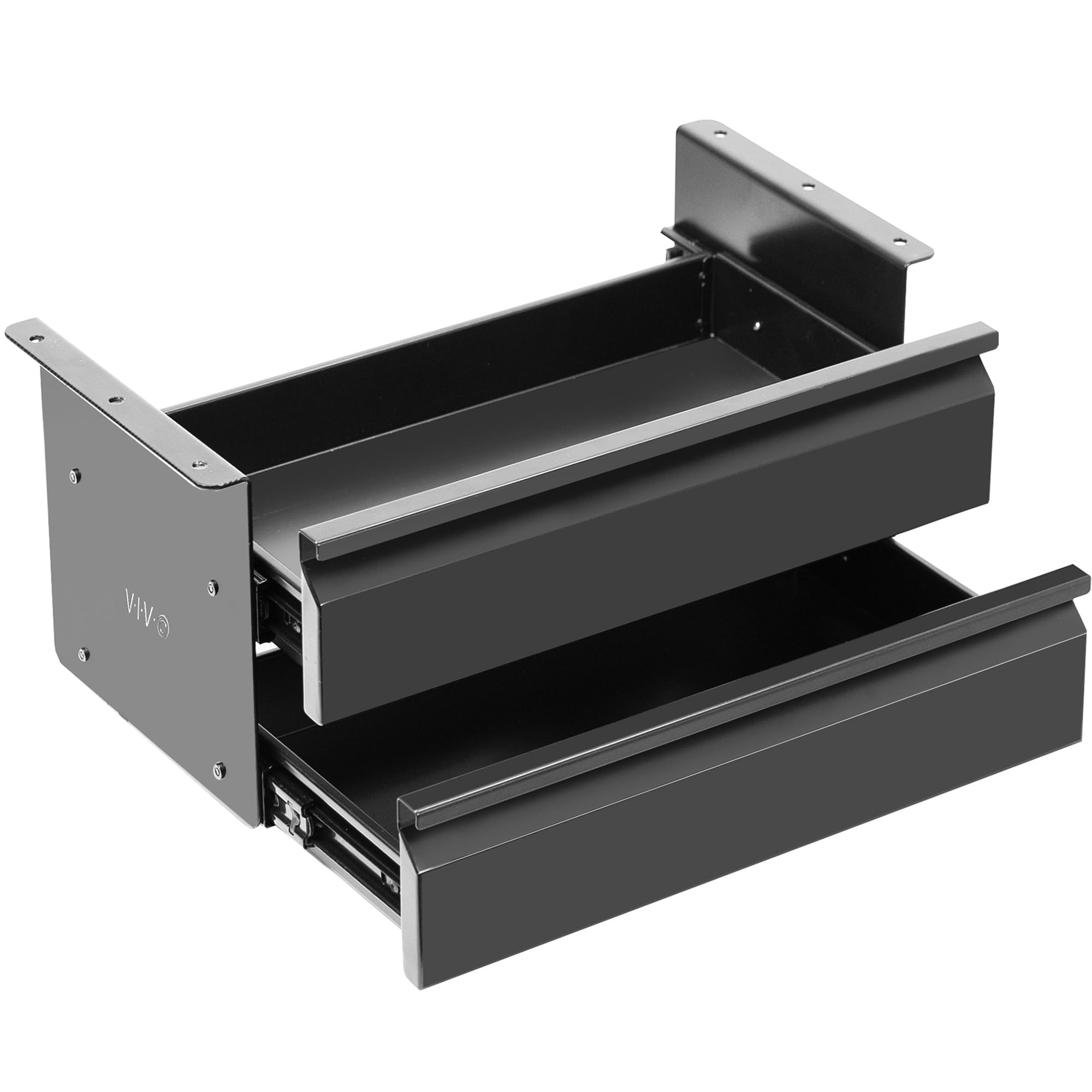 VIVO 16 inch Under Desk Mounted Sliding Pull-out Dual Level Drawer Set for Office Desk
