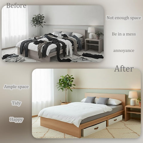 Under Bed Storage Boxes With Lids, PP Side Panels & Base Panel, 80*40*15cm
