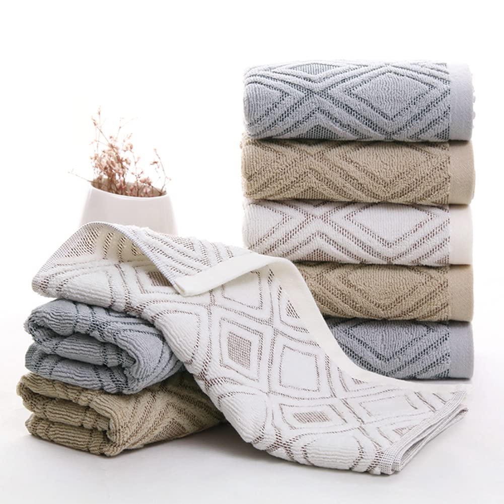 Pidada Hand Towels Set of 4 Diamond Pattern 100% Cotton Absorbent Soft Decorative Towel for Bathroom (Gray)