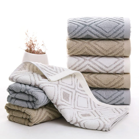 Pidada Hand Towels Set of 4 Diamond Pattern 100% Cotton Absorbent Soft Decorative Towel for Bathroom (Gray)