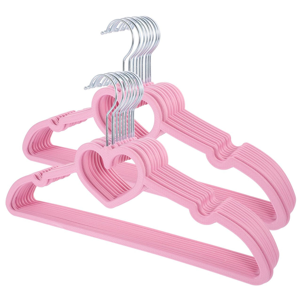 IMIKEYA 20 Pack Pink Heart Clothes Hangers: Non-Slip Plastic Coat Hangers for Adult and Children Slim Space Saving Racks for Shirt Dress Trousers