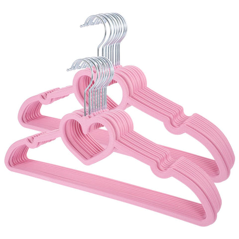 IMIKEYA 20 Pack Pink Heart Clothes Hangers: Non-Slip Plastic Coat Hangers for Adult and Children Slim Space Saving Racks for Shirt Dress Trousers