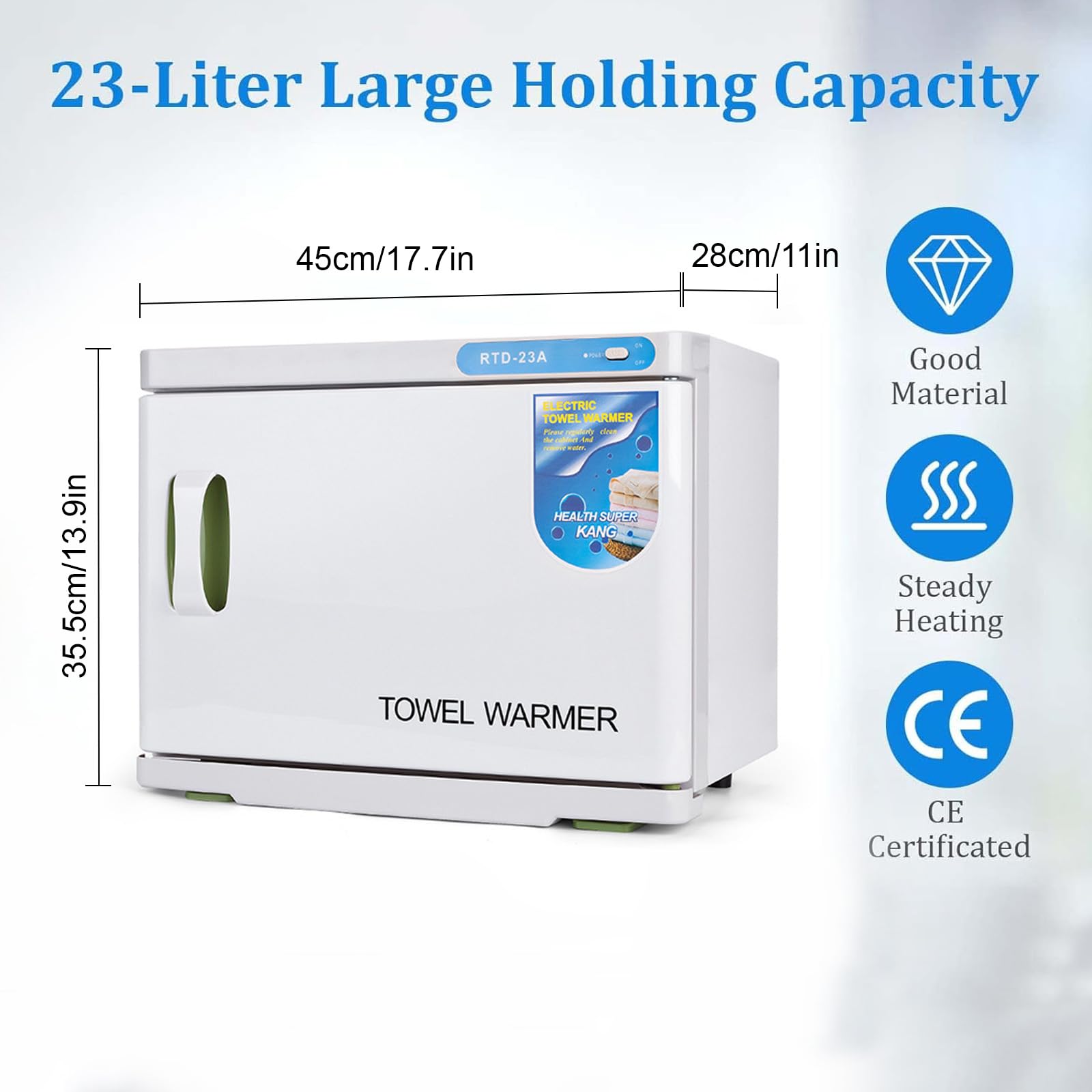 Hot Towel Cabinet, Hot Towel Warmer Cabinet with LED Temperature Display, Extra Large Capacity Heater for Spa, Massage, Salon, Home Use (White 23L)