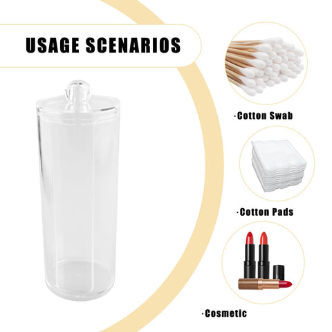 Bojueshaw Single Layer Acrylic Cotton Pads Organiser,Round Swabs Jar,Clear Makeup Storage Box with Lid for Bathroom & Dressing Table