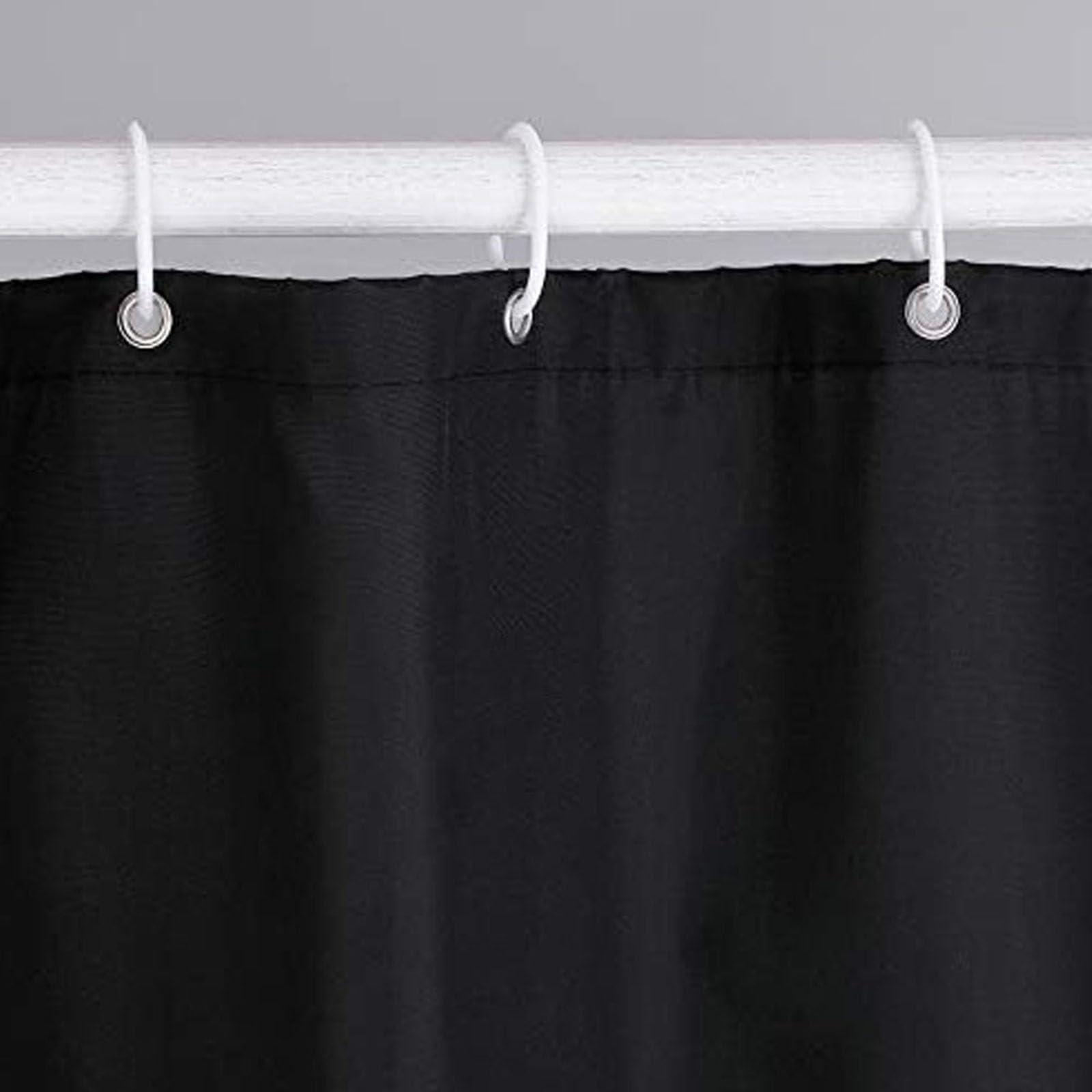 June tech Shower Curtain Mould Proof Mildew Resistant, Waterproof PEVA Black Bathroom Curtain Set With 12 Pcs Hooks