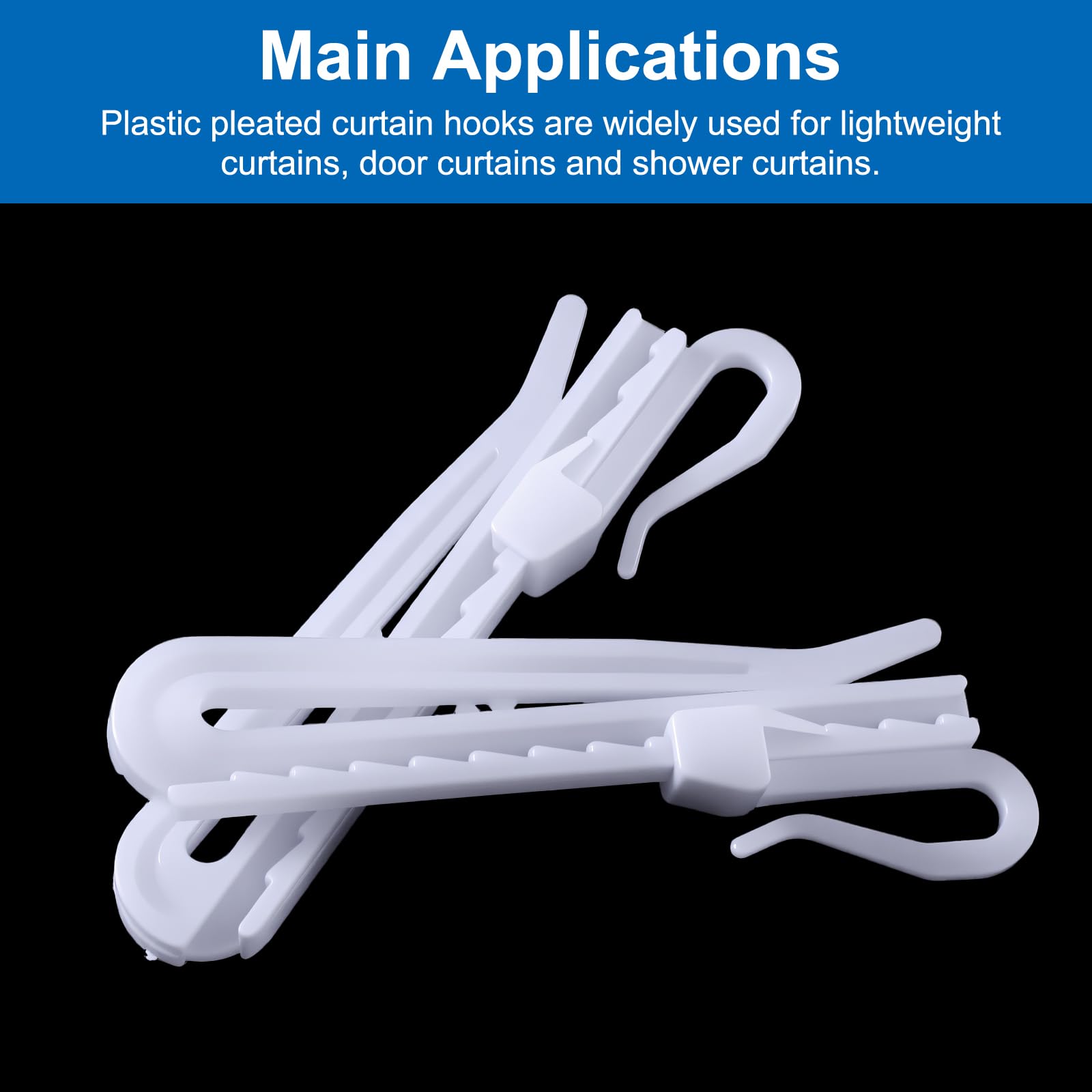 Sorcristy 50 Pcs 7cm Pinch Pleat Curtain Hooks White Plastic Adjustable Curtain Clips Rust Proof Drapery Pins for Window Door Shower Curtains
