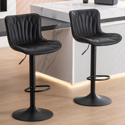 Kidol & Shellder Bar Stools Set of 2 Swivel Breakfast Barstools, Black