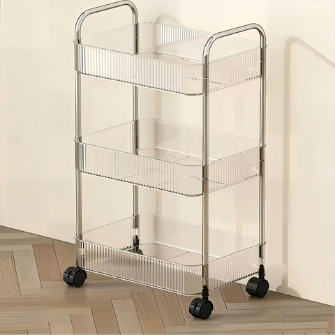 Multibao 2/3/4 Tier Storage Trolley on Wheels - Acrylic Shelf Cart for Bathroom, Spa, Salon Beauty (3 Tier 40 * 28.5 * 69.7cm)