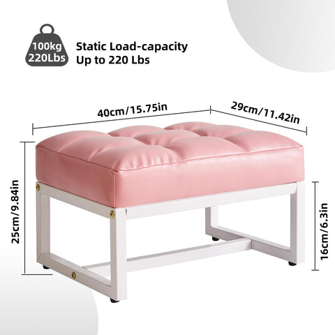 Aibiju Small Footstool, Rectangle Ottoman with Faux Leather Padded Seat, Change Shoes Stool