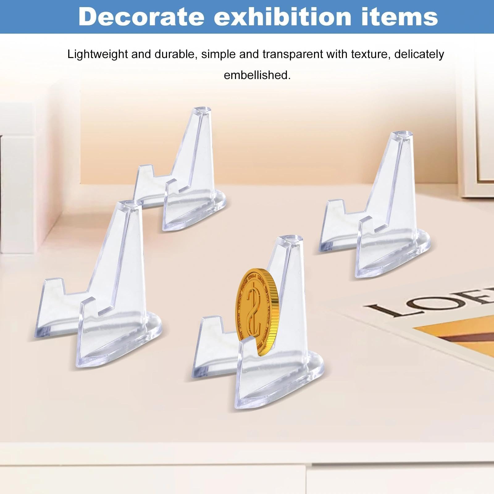 HAOXIZI 22 Pcs Card Display Stand, Coin Stand Mini Easel, Anti-Slip Clear Easel Stands, Coin Display, For Coins, Capsules, Phone, Medals, Cards