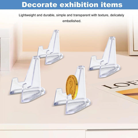 HAOXIZI 22 Pcs Card Display Stand, Coin Stand Mini Easel, Anti-Slip Clear Easel Stands, Coin Display, For Coins, Capsules, Phone, Medals, Cards