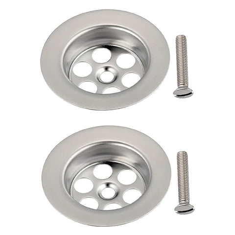 2 Pack Stainless Steel Overflow Drain Cover, 2.76in/70mm Sink Drainer Plug Hair Catcher, Bathtub Hole Cover with Screws