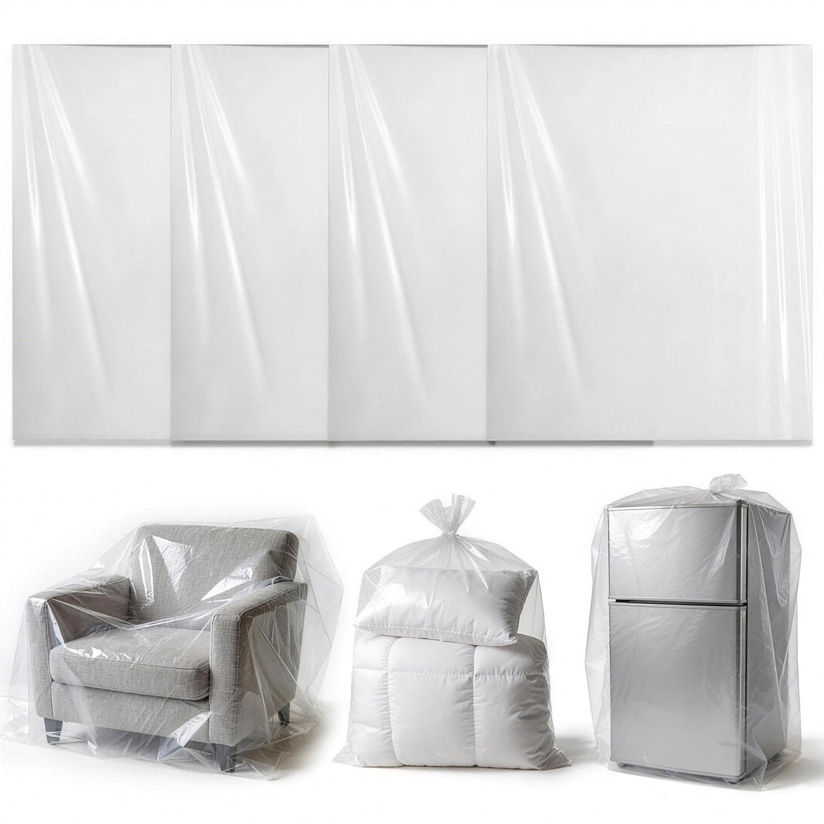 4 Pcs Extra Large Clear Plastic Storage Bags 150x150cm for Clothes