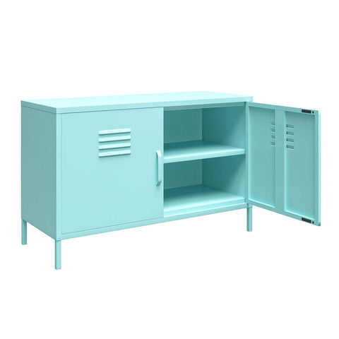 DHP Furniture Cache 2 Door Metal Locker Accent Cabinet Mint