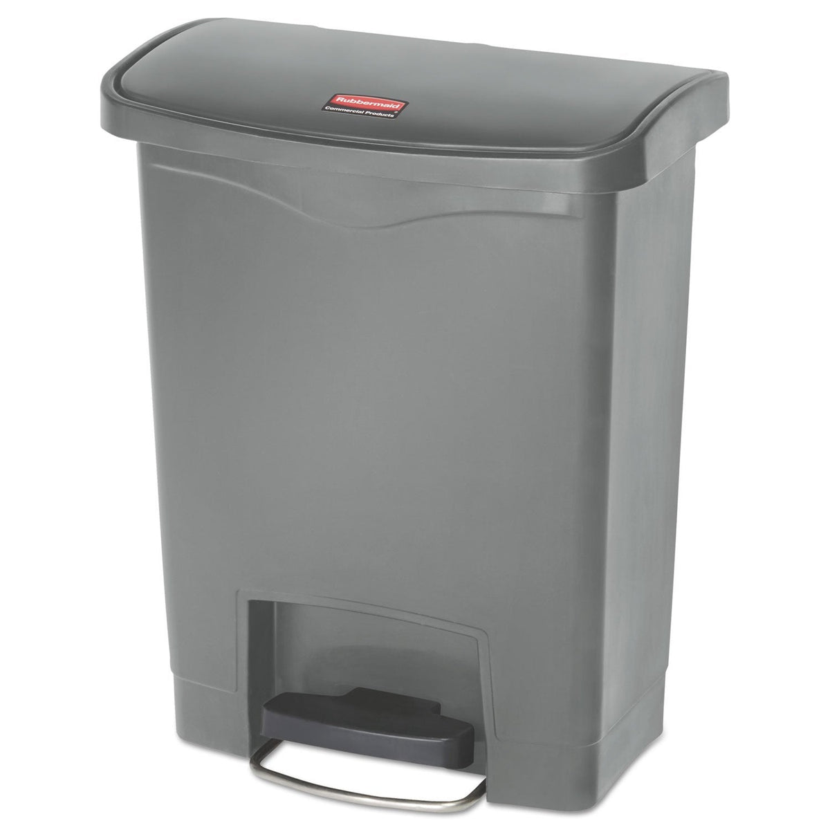 Rubbermaid Commercial Products Slim Jim Step-on Resin Front Step Waste Receptacle Bin 30 Litre Grey 1883600