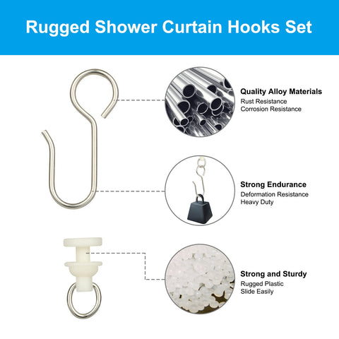 80Pcs Curtain Hooks and Gliders Set,40 Shower Curtain Hooks&40 Rail Gliders