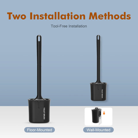 Ibergrif Black Silicone Toilet Brush and Holder Set, Quick Drying M34156B