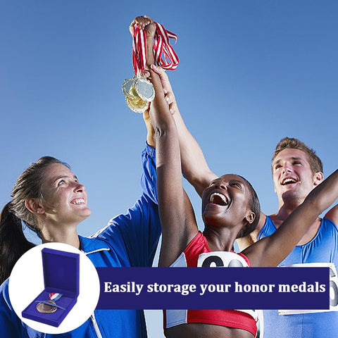 CREATCABIN Single Medal Display Storage Box Medal Display Case Velvet Medals Gift Box Rectangle Award Badge Organizer Boxes for Runners Sports