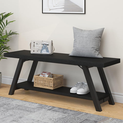 LVB Shoe Storage Bench Entryway Benches for Hallway 120cm Black Oak