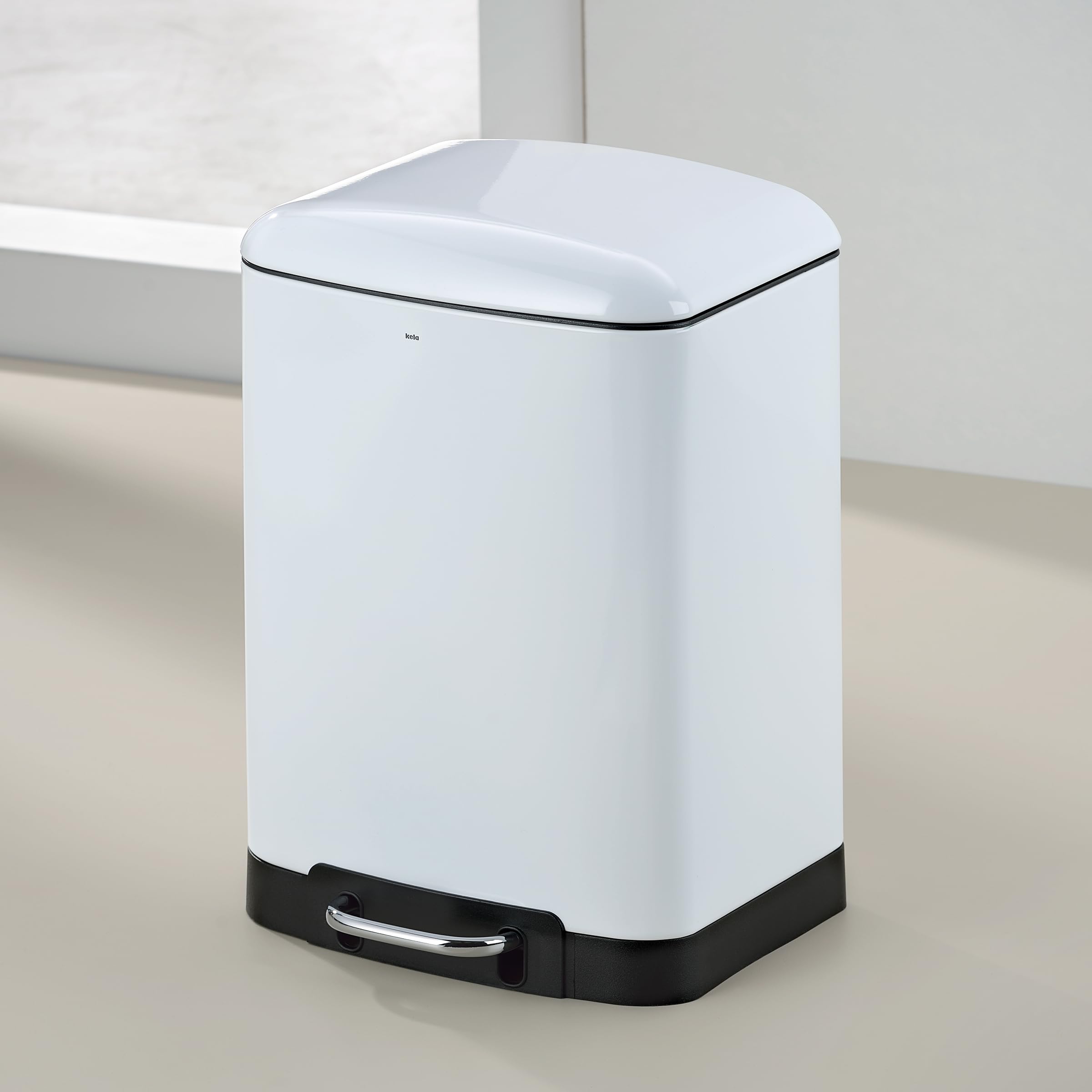 Kela "Davino Cosmetic Bin, Stainless-Steel, White, 30 x 15 x 10 cm
