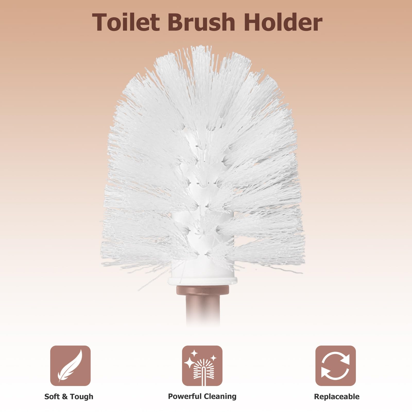 Toilet Brush, 2 Pack Toilet Brushes & Holders Sets with Plastic Handle & Soft Flexible Bristles, 4 Toilet Brush Heads for Bathroom Toilet-Ergonomic