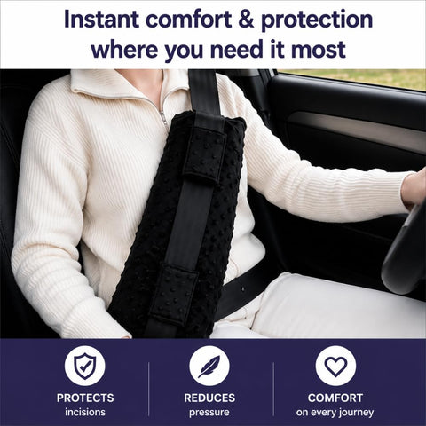 Seat Belt Pillow for Abdominal Surgery Recovery – Hysterectomy Pillow, C-Section Recovery Pillow, Tummy Tuck & Hernia Surgery Cushion