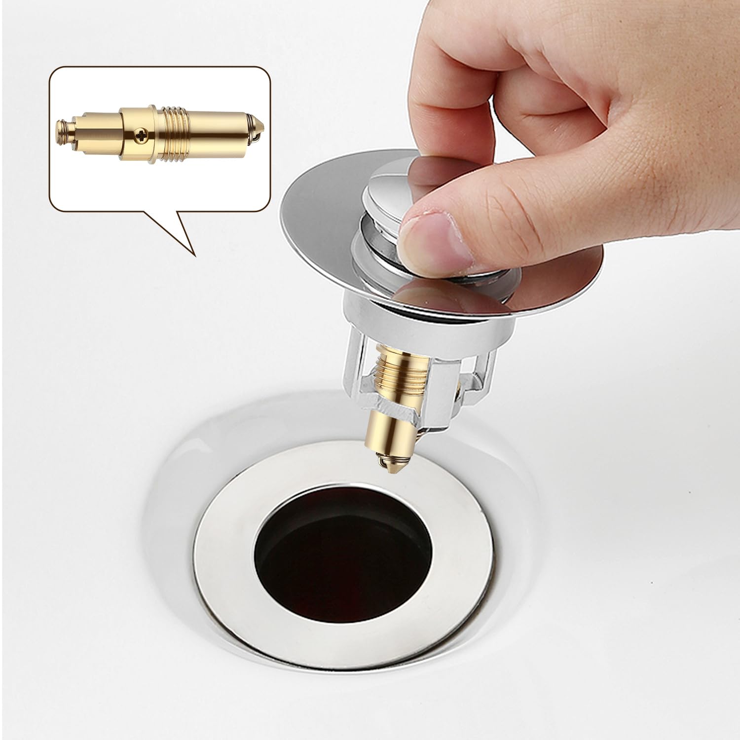 Basin Pop Up Click Clack Plug – Brass Slotted Plug Bolt Replacement for Sink Drain, Fits Most Bathroom Washbasin & Bathtub Drain Stopper